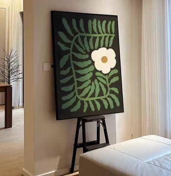 Minimalist Modern Green Plants and Flowers Premium Hand-Painted Oil Painting, Decorative Art for Entryway, Hallway, and Large Living Room Floor Display