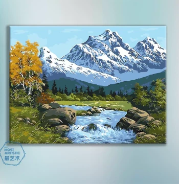 DIY Paint by Numbers, Landscape Decor for Living Room, Oil Painting Fill-in, Hand-Painted Color-by-Number, Healing Stress-Relief Ornament Gift