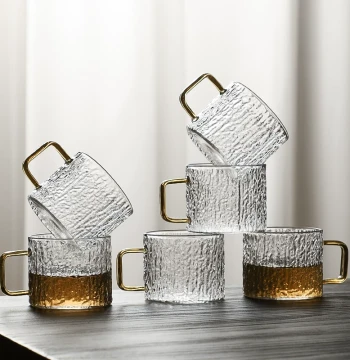 High Borosilicate Glass Small Teacup with Handle Anti-Scald Transparent Tasting Cup Kung Fu Teacup 150ml Master Cup Set