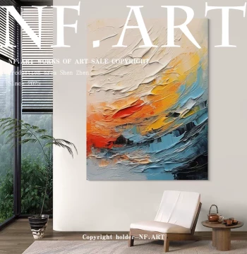 NF.ART Original Hand-Painted 'Flowing Spring' Wabi-Sabi Dining Room Oil Painting, Abstract 3D Living Room Art, Pure Handmade