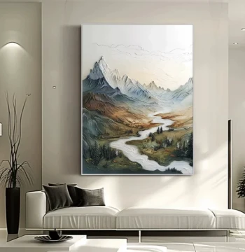 Dafen Village Hand-Painted Oil Painting: New Chinese Abstract Landscape for Living Room Decor, Wabi-Sabi Style Hallway Wall Art