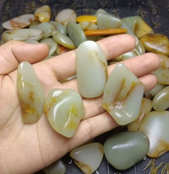 Seed Material Raw Jade Bracelet & Necklace – Single Seed & Small Seed Pieces, Genuine Leather Cord, Yellow & Red Qin, Xinjiang Mutton White Jade