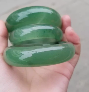 Authentic Natural Dongling Jade Bracelet for Women, Hetian Jade Jasper Wide Tire Version Emerald Green Jade Bangle with Certificate