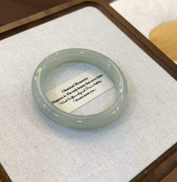 Fresh and Elegant Glutinous Ice Species Light-Colored Jade Bangle with Tianshan Emerald Floating Patterns, Burmese Jadeite Treated Flat Bar Style for Women