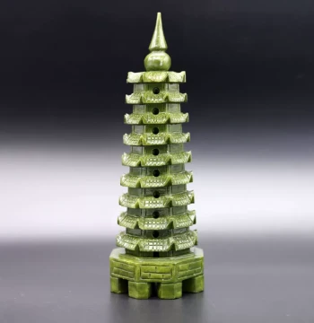 Natural Jade Carved Wenchang Tower - 9 or 13 Layers for Exam Success and Academic Achievement, Desk Ornament for Students