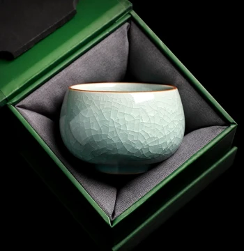 Ru Kiln Tea Cup Master Cup Single Cup Ice Flower Crackled Glaze Teabowl High-End Personal Kung Fu Tea Cup Ceramic Tasting Cup