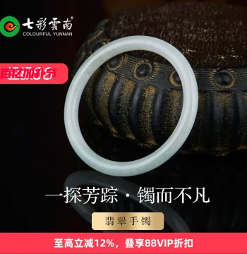 Colourful Yunnan Jadeite Bangle for Women, Ice Variety Natural Jade Bracelet, Standard Round Dingdang Bangle
