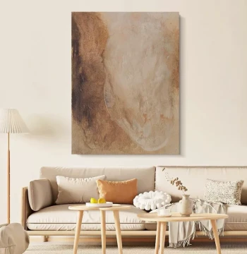 Hand-Painted Oil Painting Medieval Wabi-Sabi Style Homestay Entryway and Living Room Wall Art, Abstract Textured High-End Decor