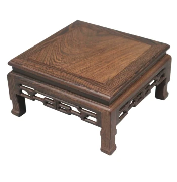 Chicken Wing Wood Arch-Style Square Base for Purple Clay Teapots and Jade Bonsai - Redwood Carved Craft Ornament