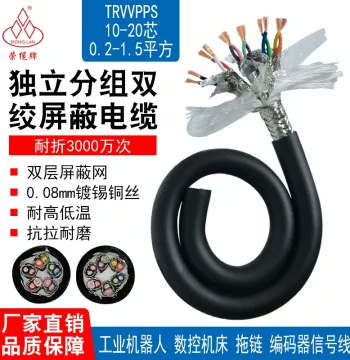 High-Flexibility Twisted Pair Shielded Cable, 10/12/14/16/20 Core Independently Grouped CNC Machine Tool Drag Chain Cable