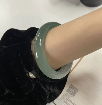 Burmese Oil-Green Jadeite Bangle for Young Women – Ice-Grade Floating Flower Pattern, Standard Round & Guifei Style Jade Bracelet