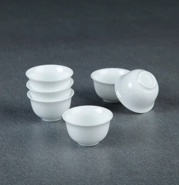 Chaoshan Kung Fu Tea Cup Ceramic Flared Rim Cup Pure White Small Tea Bowl Household Cup Tasting Cup Brewing Cup Drinking Cup