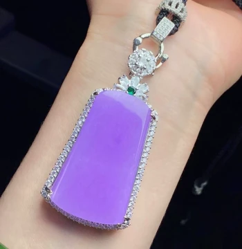 Natural Burmese Grade A Ice-Translucent Lavender Jadeite Wu Shi Pai Pendant for Women, Jade Ornament, Gift, Light Luxury Style