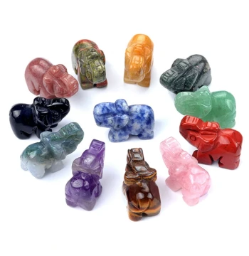 1in Carved Animal Elephant - Natural Stone Powder Crystal Agate Jade Sculpture for Cross-Border Craft Gifts
