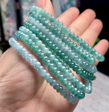 Grade A Natural Ice-Blue Tri-Color Delicate Jade Bracelet, Abacus Bead Jade Bracelet for Women, Jade Bead String 5.5-6mm