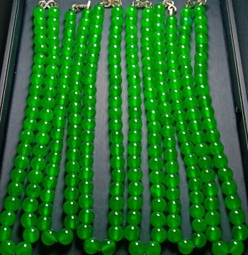 Imperial Green Natural Myanmar Ice-Grade Full Green Jadeite Bead Necklace, Green Women's Full Yang Bead Chain, Premium Jade Stone Bead String