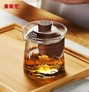 Meisini Glass Gaiwan Single Three-Capacity Teacup Heat-Resistant Handled Brewing Bowl with Lid Large Kung Fu Tea Set