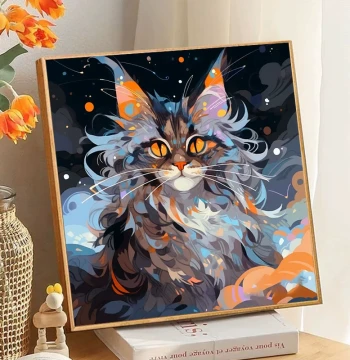 Norwegian Wood Cat Digital Oil Painting DIY Hand-painted Fill-in Art Decor Wall Hanging with Premium Feel