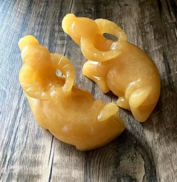 Natural Jade Ox Ornament - Large Zodiac Water Buffalo Wealth Attractor for Home or Office, Hand-Carved Yellow Jade