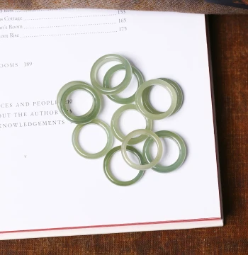 Natural Hetian Jade Green Jade Ice Clear Water Ring, Unisex Jade Band Ring Jewelry