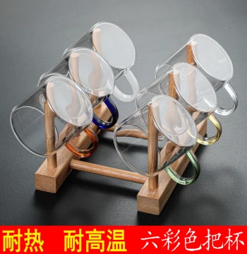 Hot Sale Colorful 6-Pack Heat-Resistant Glass Small Tea Cups with Handles: Thickened Kung Fu Cups, Transparent Tasting Cups, Water Cups, Tea Bowls