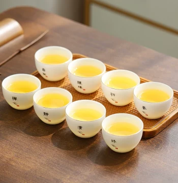 Dehua White Porcelain Small Tea Cups 10-Pack Mutton Fat Jade Kung Fu Tea Set Home Simple Drinking Guest Ceramic Tasting Cups