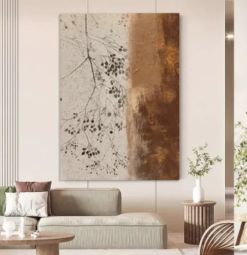 Tea Room Wall Art Homestay Entryway Corridor Vintage Wabi-Sabi Designer Hand-Painted Mural Living Room Decor