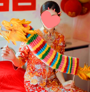 Wedding Bride Morning Robe Photo Prop – Chinese Style Paper Cutting Dragon Dance for Door-Blocking Games