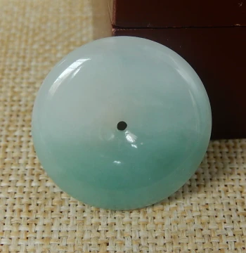 Myanmar Natural Grade A Jadeite Raw Stone Clear Material Jade Rough, Ice-Glutinous Species Blue Water Peace Buckle Pendant V1336