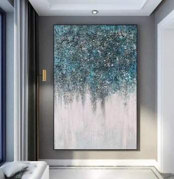 Hand-Painted Starry Night Oil Painting, Nordic Luxury Entryway Mural, Abstract High-End Wall Art Decor