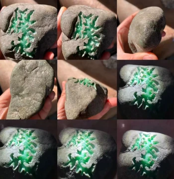 Emerald Raw Stone Material, Myanmar Natural Gemstone Jade Custom Ice-Type Green Bracelet Pendant Windowed Full Stone