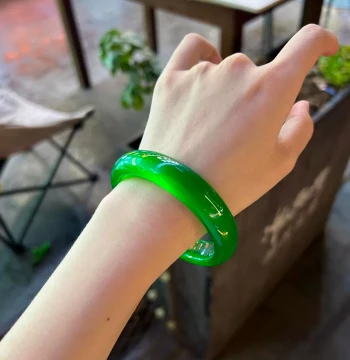 Emerald Jade Bangle, Jadeite Color Jade Bracelet, Imperial Green Jade Bangle for Women, Ice Species Quartzite Jade Bracelet, Gift