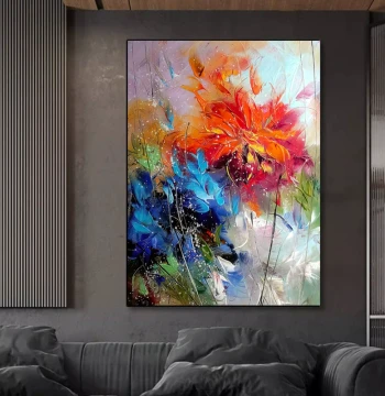 Pure Hand-Painted Oil Painting Fireworks Blooming Flowers Abstract Art Manual Entryway Living Room Decor Background Wall Art Hanging