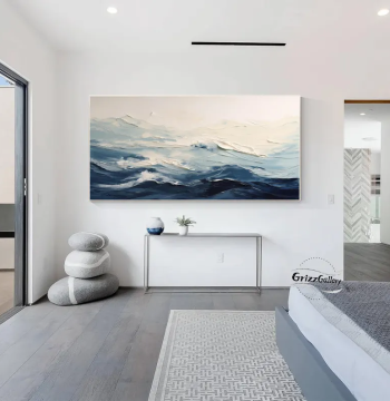 Dafen Village Hand-Painted Oil Painting New Chinese Style Abstract Backed by Mountains Landscape Living Room Decorative Painting Office Study Wall Hanging