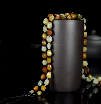 Xinjiang Hetian Jade Seed Material Raw Stone Cord Necklace White Jade Beads Jade Pendant Jade Charm Chain Jewelry