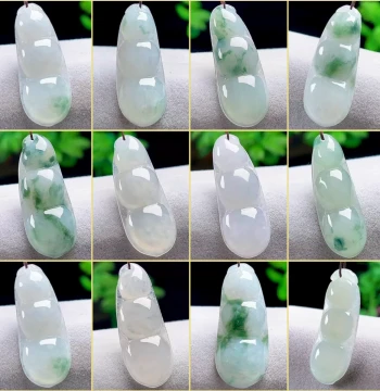 Myanmar Authentic Jadeite Fortune Bean Pendant Natural Grade A Jade Four Seasons Bean Jade Pendant Old Pit Ice Base Smart Bean Charm