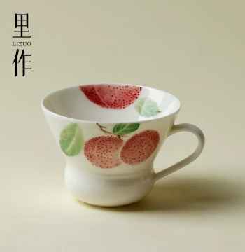 Lizuo Chang'an Lychee Hand-Painted Master Cup - Creative Handmade Underglaze Famille Rose Tea Cup, High-End Ceramic Kung Fu Tea Set