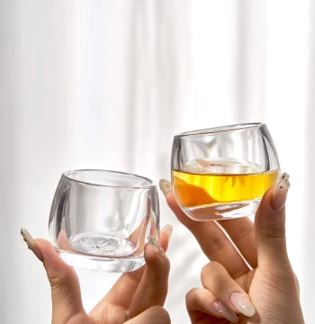 Thumb Ring Cup Chinese Style Transparent Glass Tea Cup Kung Fu Tea Set Tea Ceremony Ware Personal Tasting Cup Tea Bowl