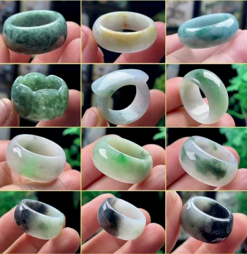Limited Edition Tire-Style Natural Grade A Jadeite Thumb Ring: Men's and Women's Jade Ring, Wide-Band Jade Finger Ring