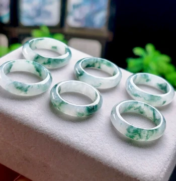 Authentic Burmese Natural Grade A Jadeite Ring for Men and Women: Ice Base Jade with Floating Flowers, Jade Finger Ring with Certificate