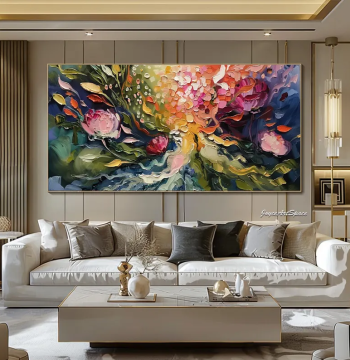 Dafen Village Pure Hand-Painted Oil Painting – Abstract Floral Textured Luxury Decor for Living Room, Bedroom, Dining Room – Wall Art & Murals
