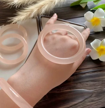 Lotus Powder Natural Xinjiang Hetian Gold Silk Jade Beauty Bar Bangle Girl's Hand Jewelry Gift Authentic Jade Round Bar Bangle