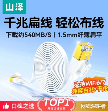SAMZHE Flat Network Cable, Cat6 Home Gigabit Thin Invisible Flat Cable for Router Connection, Computer Broadband Network