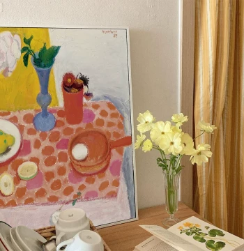Gang Hua Artist Alberto Morrocco Artwork: Hand-Painted Decorative Painting 'Morning', Nordic Ins Style