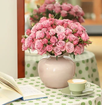Yaji Smoke Pink Round Harmony Ceramic Vase, Jingdezhen Handmade Flower Arrangement Vessel, Home Decor Ornament, New Chinese Style Ikebana