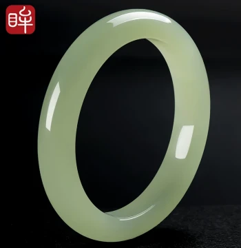 Yinxiangmou Hetian Jade Bangle for Women - Ice Transparent Lake Green Peace Bangle, Premium Quality Jade Gift [Exclusive Grade]