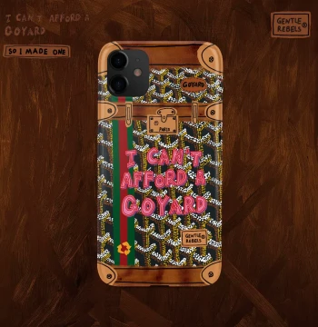 GENTLE REBELS Parody Goyard Phone Case: Compatible with iPhone 16 Pro/Apple 17, Original Ins Cool Monogram Dog Tooth Bag Artist Hand-Painted Oil Painting Niche Designer Vintage