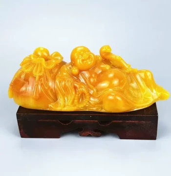 Special Offer Imitation Shoushan Stone Carving: Tianhuang Yellow Stone Wealth-Attracting Maitreya Buddha Ornament, Jade Home Feng Shui Decor