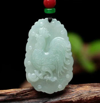 Natural Jadeite Rooster Pendant Zodiac Rooster Small Size Jade Rooster Hanging Ornament Jade Little Chick Zodiac Necklace Pendant