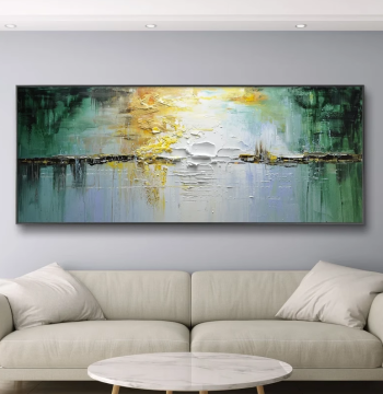 Dafen Village Pure Hand-Painted Oil Painting: Thick Impasto Abstract Landscape Scenery, Living Room Decor, Bedroom Horizontal Wall Art